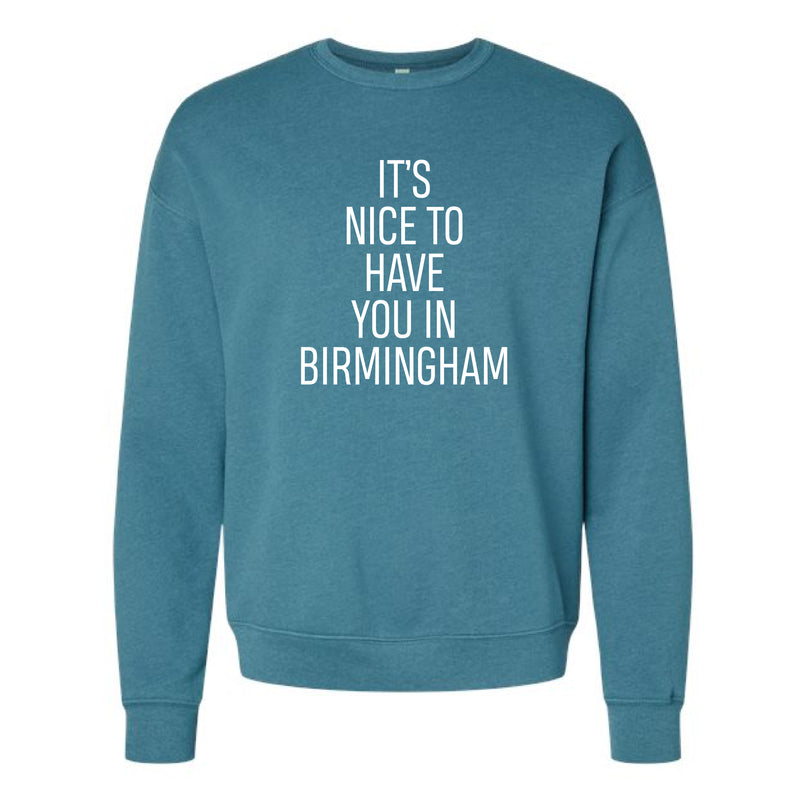 The Nice to Have You In BHAM | Heather Deep Teal Sweatshirt