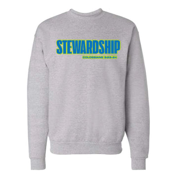 The Neon Stewardship | Adult Light Steel Crewneck Sweatshirt