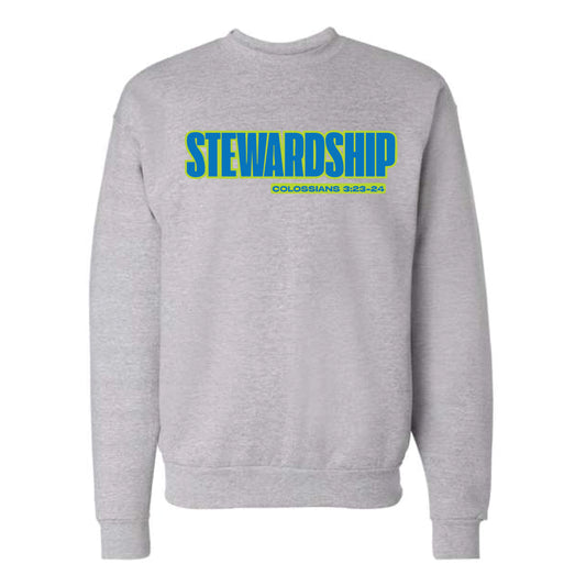 The Neon Stewardship | Adult Light Steel Crewneck Sweatshirt