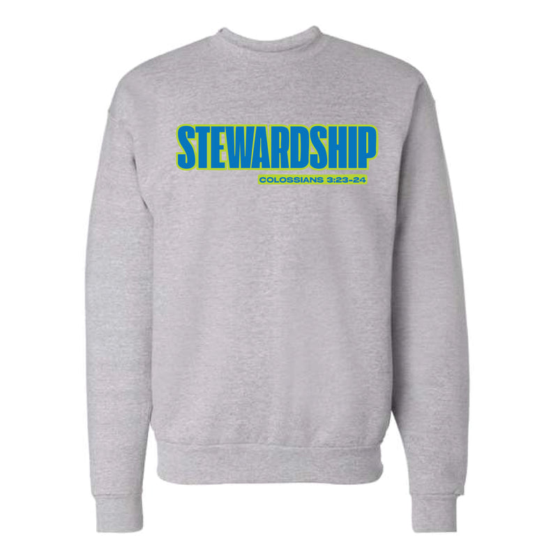 The Neon Stewardship | Adult Light Steel Crewneck Sweatshirt