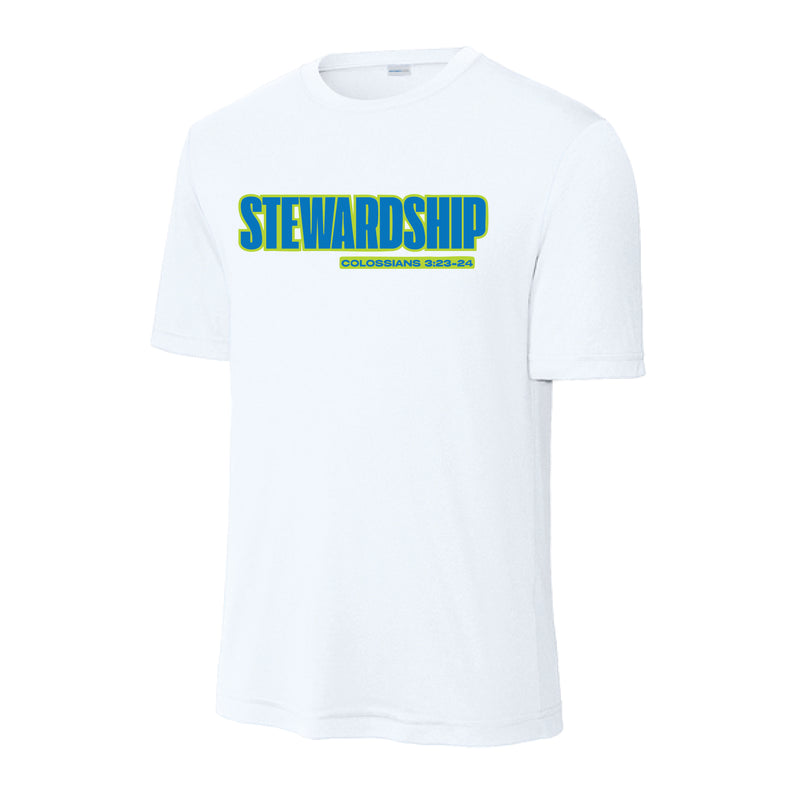 The Neon Stewardship | Adult White Performance Tee