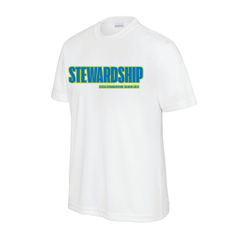 The Neon Stewardship | Youth White Performance Tee