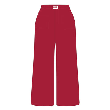 The Ava Airy Pants Boomer Sooner Woven Label | Crimson