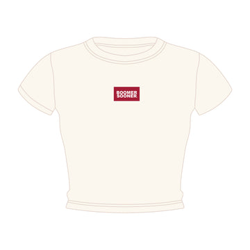 The Raegan Ribbed Baby Tee Boomer Sooner Woven Label | Bone