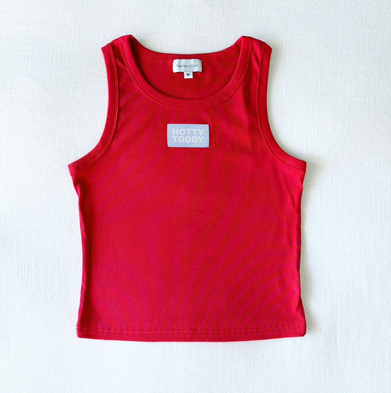 The Youth Liz Ribbed Tank Red | Hotty Toddy Woven Label