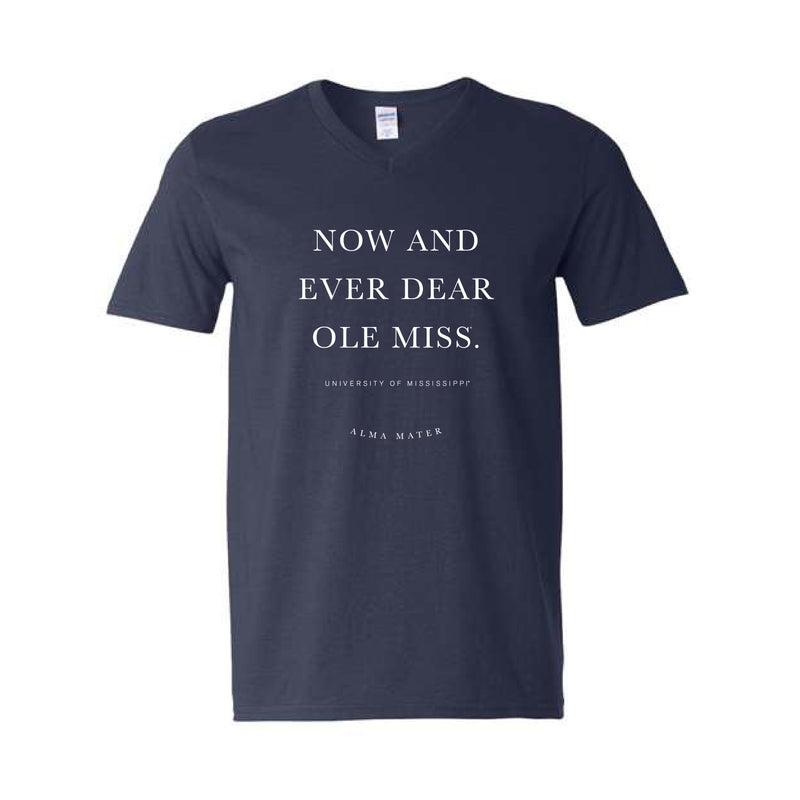 The Ole Miss Alma Mater | Navy V-Neck Tee