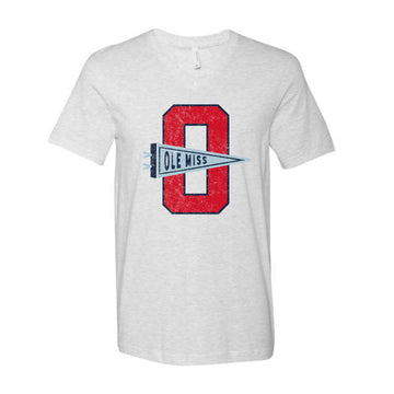 The Ole Miss Pennant | White V-Neck Tee