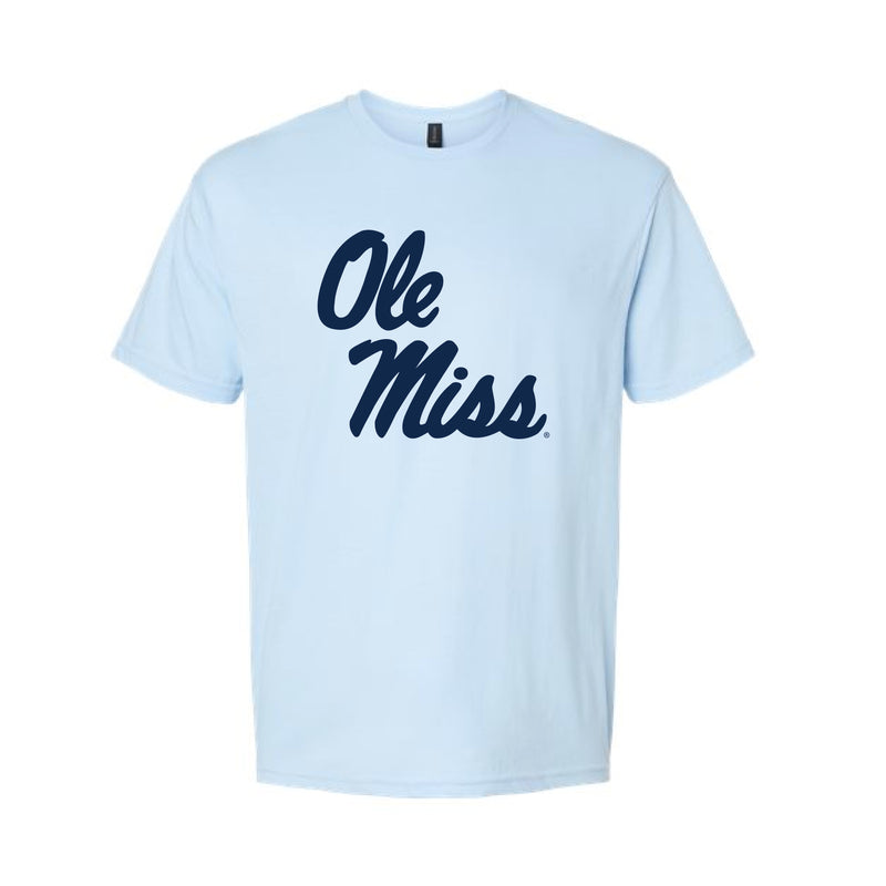 The Ole Miss Stacked | Light Blue Mist V-Neck Tee