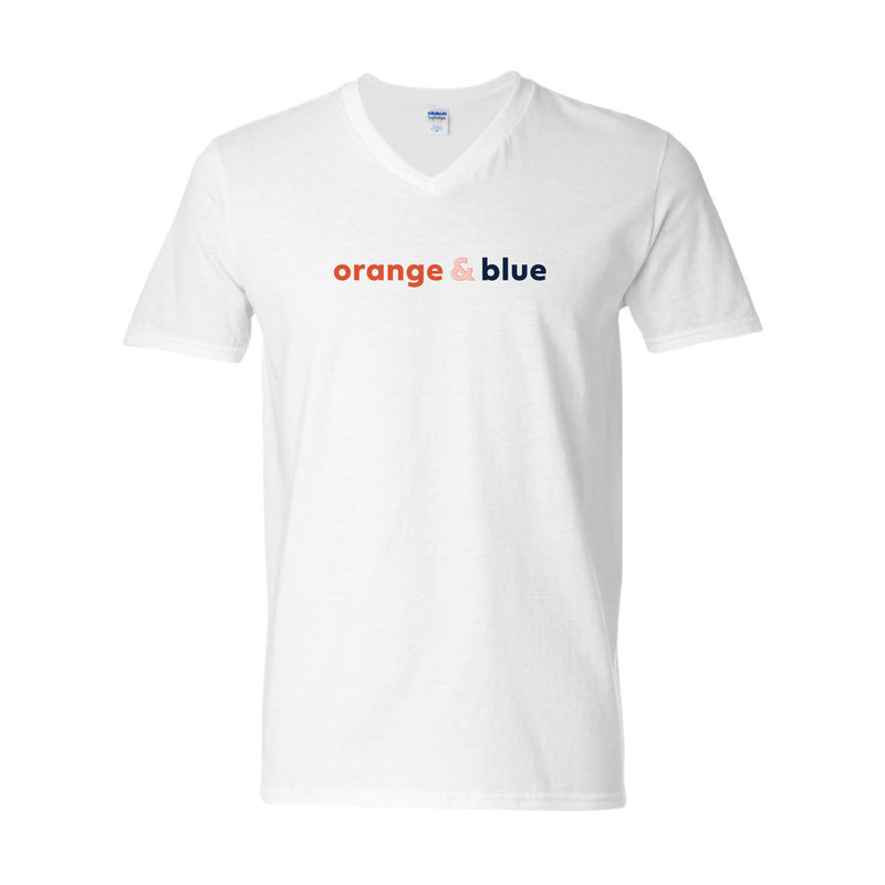 The Orange & Blue | White V-Neck Tee