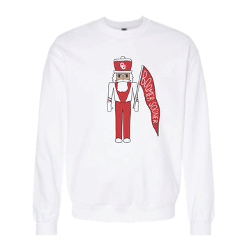 Oklahoma Game Day Nutcracker | Adult White Crewneck Sweatshirt
