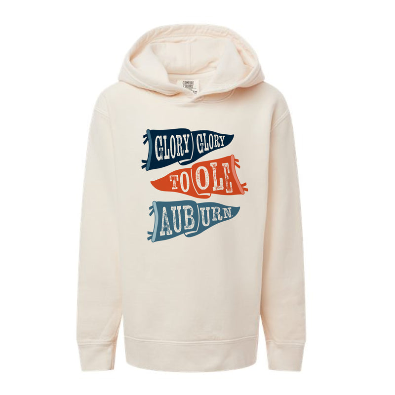 The Ole Auburn Flags | Youth Ivory Hooded Sweatshirt