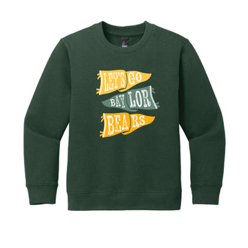 The Ole Baylor Flags | Youth Forest Green Crewneck Sweatshirt