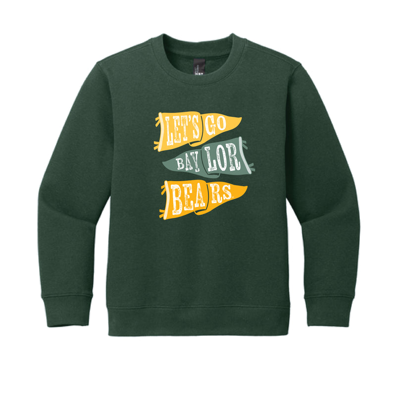 The Ole Baylor Flags | Youth Forest Green Crewneck Sweatshirt