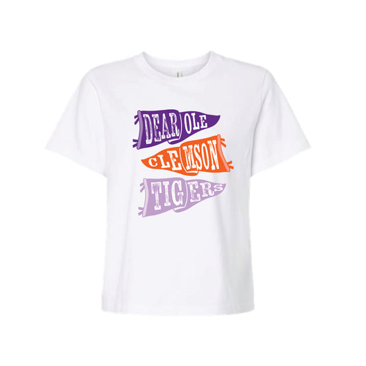 The Ole Clemson Flags | White Crop Tee