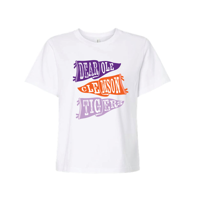 The Ole Clemson Flags | White Crop Tee