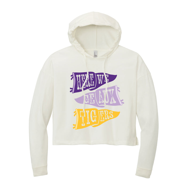 The Ole LSU Flags | Natural Midi Long Sleeve Hoodie