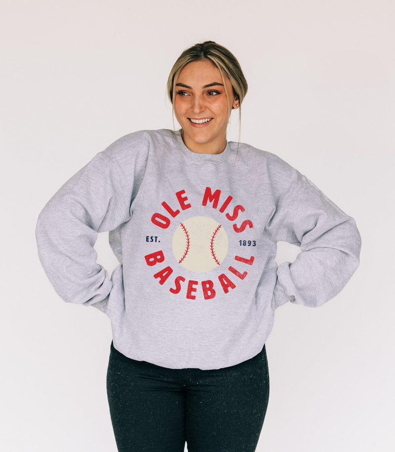 The Ole Miss Baseball Est. | Heather Grey Sweatshirt