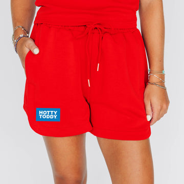 The Kristen Airy Lounge Shorts Hotty Toddy Woven Label | Bright Red