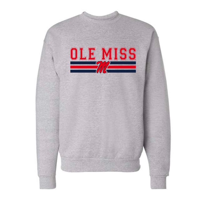 The Ole Miss M Logo Stripes | Light Steel Sweatshirt
