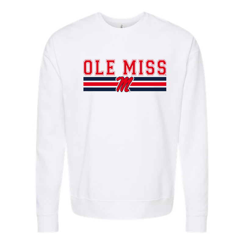The Ole Miss M Logo Stripes | White Sweatshirt