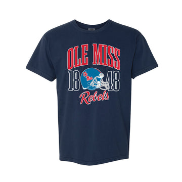 The Ole Miss Rebels Football Helmet | Adult True Navy Tee