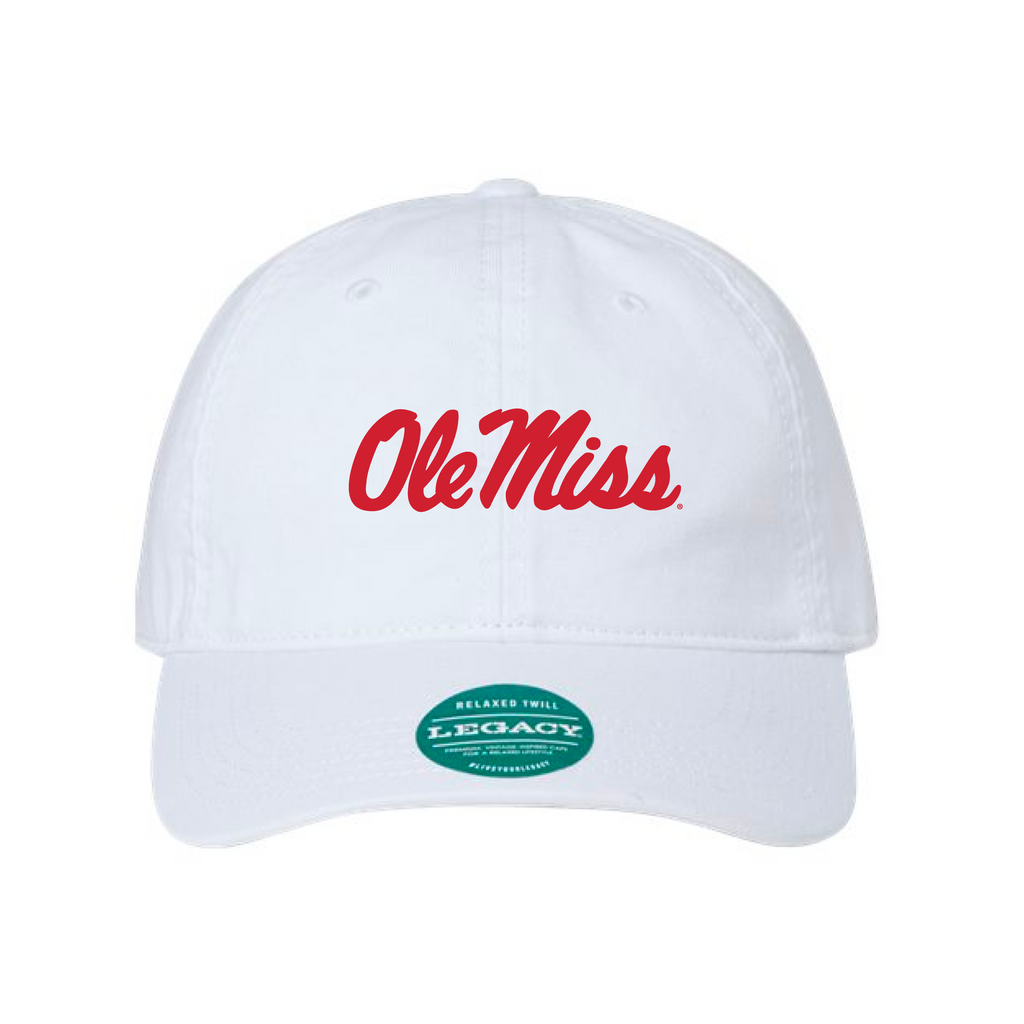 The Ole Miss Script Logo Embroidered | Lake Blue Legacy Dad Hat