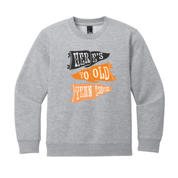 The Ole Touchdown Flags | Youth Light Heather Grey Crew Sweatshirt