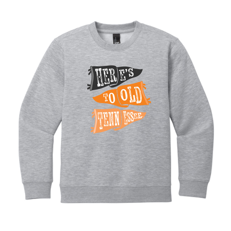 The Ole Touchdown Flags | Youth Light Heather Grey Crew Sweatshirt