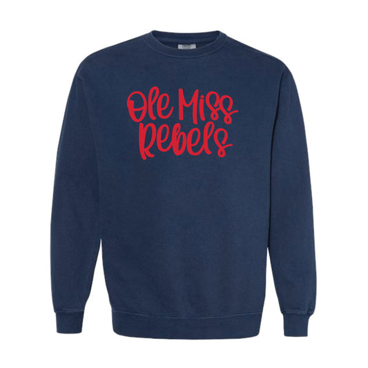 The Ole Miss Rebels Script | Adult Navy Sweatshirt