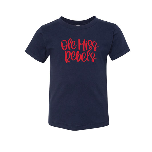 The Ole Miss Rebels Script  | Toddler Navy Tee