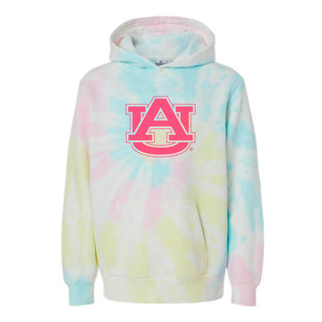 The AU Logo | Youth Tie Dye Sunset Swirl Hooded Sweatshirt