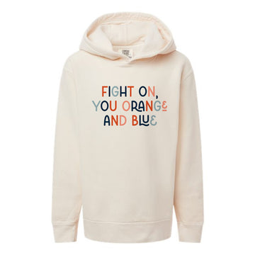 The Orange and Blue Multi | Youth Ivory Hooded Sweatshirt