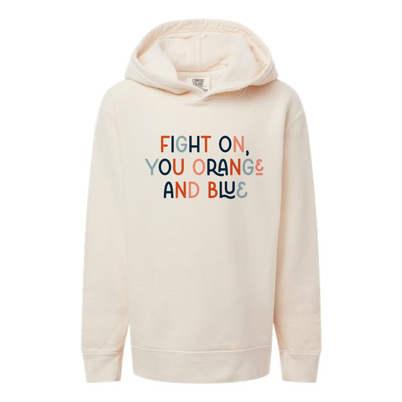 The Orange and Blue Multi | Youth Ivory Hooded Sweatshirt