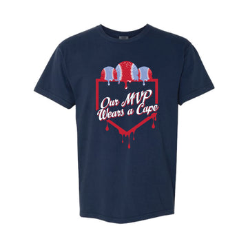 The Our MVP wears a cape | Adult True Navy Tee