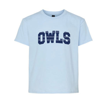 The Owl's Plaid | Youth Light Blue Tee