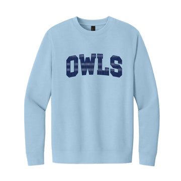 The Owl's Plaid | Adult Ice Blue Crewneck Sweatshirt