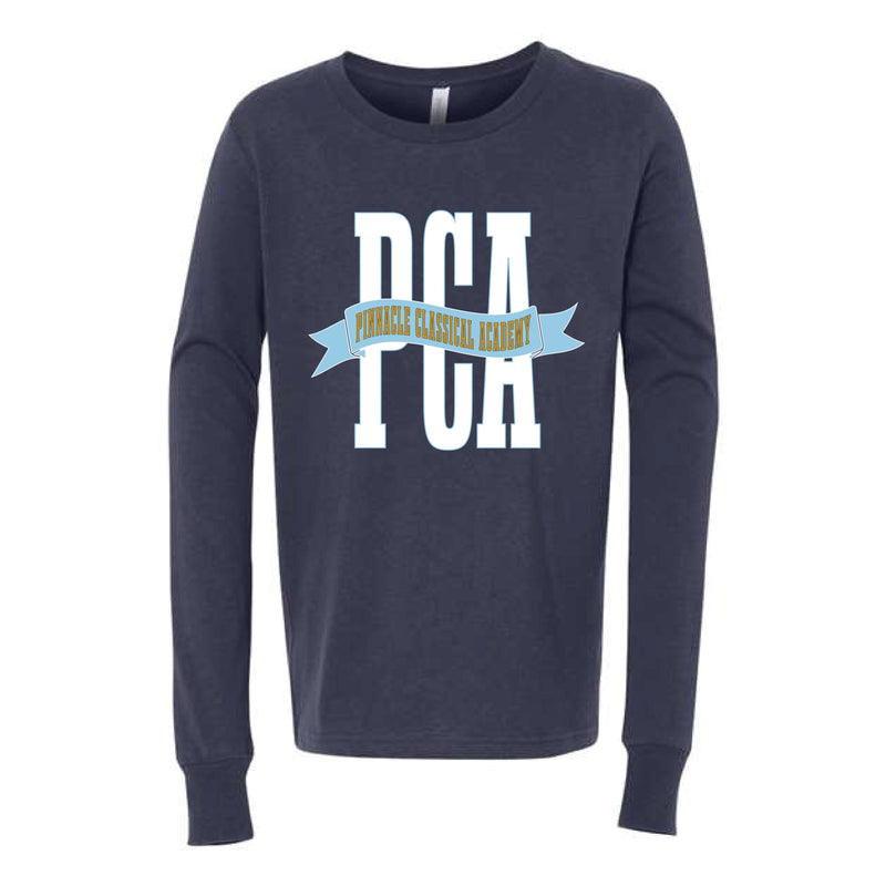 The PCA Banner | Youth Navy Long Sleeve Tee