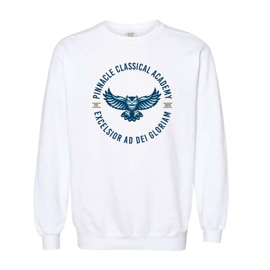 The PCA Circle Est | Adult White Crewneck Sweatshirt