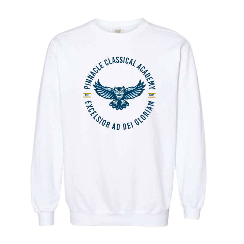 The PCA Circle Est | Adult White Crewneck Sweatshirt
