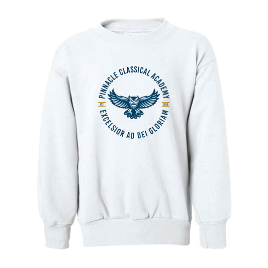 The PCA Circle Est | Youth White Crewneck Sweatshirt