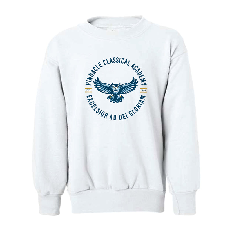 The PCA Circle Est | Youth White Crewneck Sweatshirt