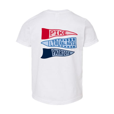 The Pike Liberal Arts Flags | White Oversized Youth Tee