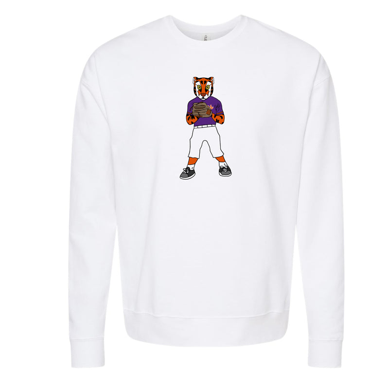 The Pitching Tiger | White Sweatshirt