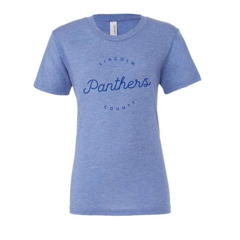 The Panthers Script Circle | Blue Triblend Tee