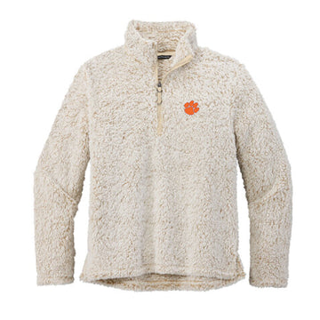 The Paw Logo | Embroidered Oatmeal Heather Sherpa 1/4 Zip Sweatshirt