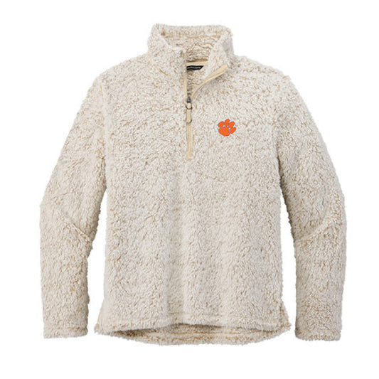 The Paw Logo | Embroidered Oatmeal Heather Sherpa 1/4 Zip Sweatshirt