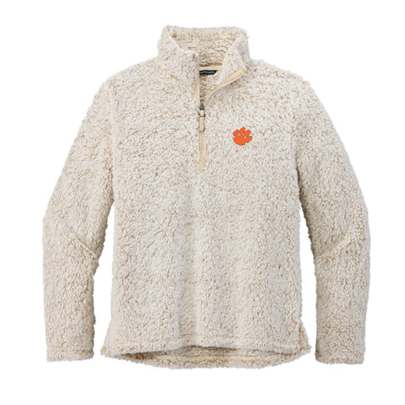 The Paw Logo | Embroidered Oatmeal Heather Sherpa 1/4 Zip Sweatshirt