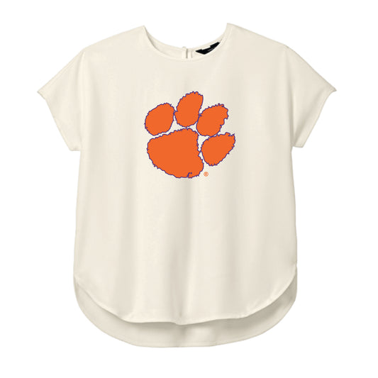 The Paw Logo | Ivory Chiffon Crepe Crew