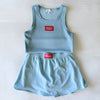 The Alli Airy Tank Hotty Toddy Woven Label | Light Blue