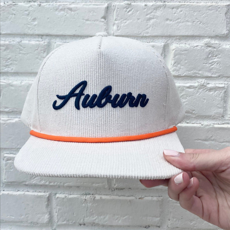 The Vintage Auburn | White Corduroy Hat